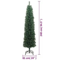 VidaXL Slim Artificial Christmas Tree With Stand Green 240 Cm PVC -VIDAXL DECOR SHOP image 6 320952