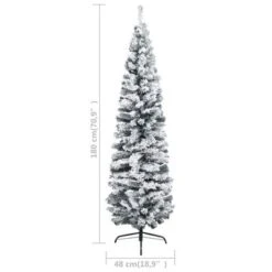 VidaXL Slim Artificial Christmas Tree With Flocked Snow Green 180 Cm PVC -VIDAXL DECOR SHOP image 6 320954