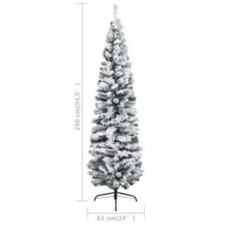 VidaXL Slim Artificial Christmas Tree With Flocked Snow Green 240 Cm PVC -VIDAXL DECOR SHOP image 6 320956