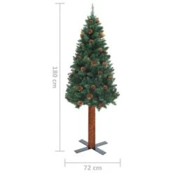 VidaXL Slim Christmas Tree With Real Wood And Cones Green 180 Cm PVC -VIDAXL DECOR SHOP image 6 320958