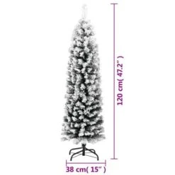 VidaXL Slim Artificial Christmas Tree With Flocked Snow Green 120 Cm PVC -VIDAXL DECOR SHOP image 6 329257
