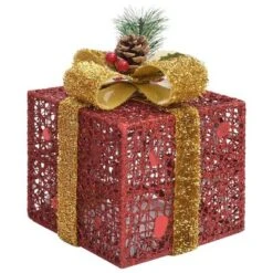 VidaXL Decorative Christmas Gift Boxes 3 Pcs Red Outdoor Indoor -VIDAXL DECOR SHOP image 6 329767