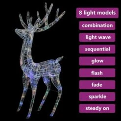 VidaXL XXL Acrylic Christmas Reindeer 250 LED 180 Cm Colourful -VIDAXL DECOR SHOP image 6 329788
