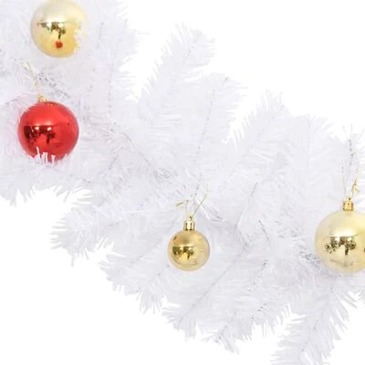 VidaXL Christmas Garland Decorated With Baubles White 5 M 8 VidaXL Christmas Garland Decorated With Baubles White 5 M - Image 6
