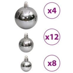 VidaXL Christmas Baubles 100 Pcs Grey 3 / 4 / 6 Cm -VIDAXL DECOR SHOP image 6 356100
