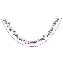 VidaXL Christmas Balls Garland White And Grey 175 Cm Polystyrene -VIDAXL DECOR SHOP image 6 356135