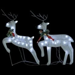 VidaXL Reindeer & Sleigh Christmas Decoration 100 LEDs Outdoor White -VIDAXL DECOR SHOP image 7 3100429