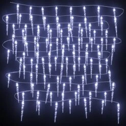 VidaXL Christmas Icicle Lights 40pcs Cold White Acrylic Remote Control -VIDAXL DECOR SHOP image 7 328613