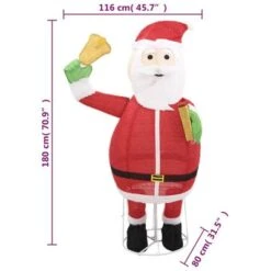 VidaXL Decorative Christmas Santa Claus Figure LED Luxury Fabric 180 Cm -VIDAXL DECOR SHOP image 7 329763