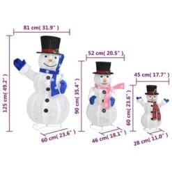 VidaXL Decorative Christmas Snowman Family Figures With LED Luxury Fabric -VIDAXL DECOR SHOP image 7 329765