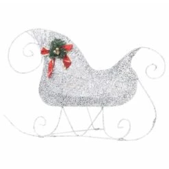 VidaXL Reindeer & Sleigh Christmas Decoration 100 LEDs Outdoor Silver -VIDAXL DECOR SHOP image 7 329832