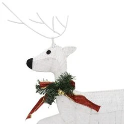 VidaXL Reindeer & Sleigh Christmas Decoration 60 LEDs Outdoor White -VIDAXL DECOR SHOP image 7 342682