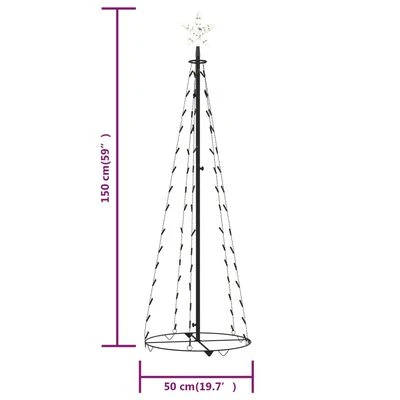 VidaXL Christmas Cone Tree Warm White 84 LEDs Decoration 50x150 Cm 10 VidaXL Christmas Cone Tree Warm White 84 LEDs Decoration 50x150 Cm - Image 8
