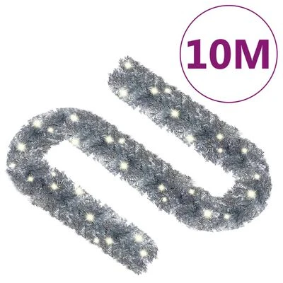 VidaXL Christmas Garland With LED Lights 10 M Silver 10 VidaXL Christmas Garland With LED Lights 10 M Silver - Image 8