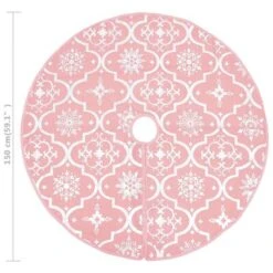 VidaXL Luxury Christmas Tree Skirt With Sock Pink 150 Cm Fabric -VIDAXL DECOR SHOP image 8 330286