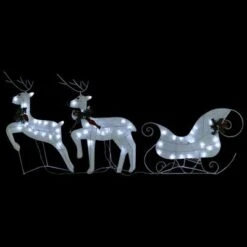 VidaXL Reindeer & Sleigh Christmas Decoration 60 LEDs Outdoor White -VIDAXL DECOR SHOP image 8 342682