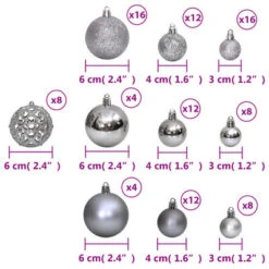 VidaXL Christmas Baubles 100 Pcs Grey 3 / 4 / 6 Cm -VIDAXL DECOR SHOP image 8 356100