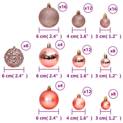 VidaXL Christmas Baubles 100 Pcs Pink And Rose 3 / 4 / 6 Cm 10 VidaXL Christmas Baubles 100 Pcs Pink And Rose 3 / 4 / 6 Cm - Image 8