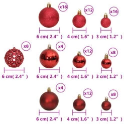 VidaXL Christmas Baubles 100 Pcs Wine Red 3 / 4 / 6 Cm -VIDAXL DECOR SHOP image 8 356108