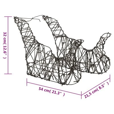 VidaXL Christmas Decoration Reindeer&Sleigh 160 LEDs Warm White Rattan 10 VidaXL Christmas Decoration Reindeer&Sleigh 160 LEDs Warm White Rattan - Image 8