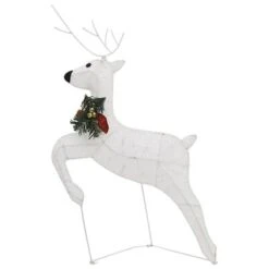 VidaXL Reindeer & Sleigh Christmas Decoration 100 LEDs Outdoor White -VIDAXL DECOR SHOP image 9 3100429