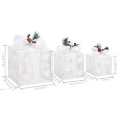 VidaXL Decorative Christmas Gift Boxes 3 Pcs White Outdoor Indoor -VIDAXL DECOR SHOP image 9 329766