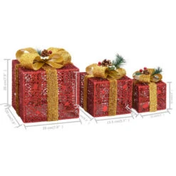VidaXL Decorative Christmas Gift Boxes 3 Pcs Red Outdoor Indoor -VIDAXL DECOR SHOP image 9 329767