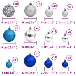 VidaXL Christmas Baubles 100 Pcs Blue And Silver 3 / 4 / 6 Cm -VIDAXL DECOR SHOP image 9 356105