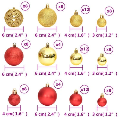 VidaXL Christmas Baubles 100 Pcs Gold And Wine Red 3 / 4 / 6 Cm 11 VidaXL Christmas Baubles 100 Pcs Gold And Wine Red 3 / 4 / 6 Cm - Image 9